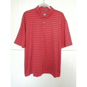 Nike Shirt TIGER WOODS COLLECTION Polo Golf Men's Large Red Striped Short Sleeve